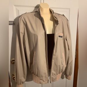 Members Only 1980s Bomber Retro Jacket Beige Pockets Size Medium UK Size 42